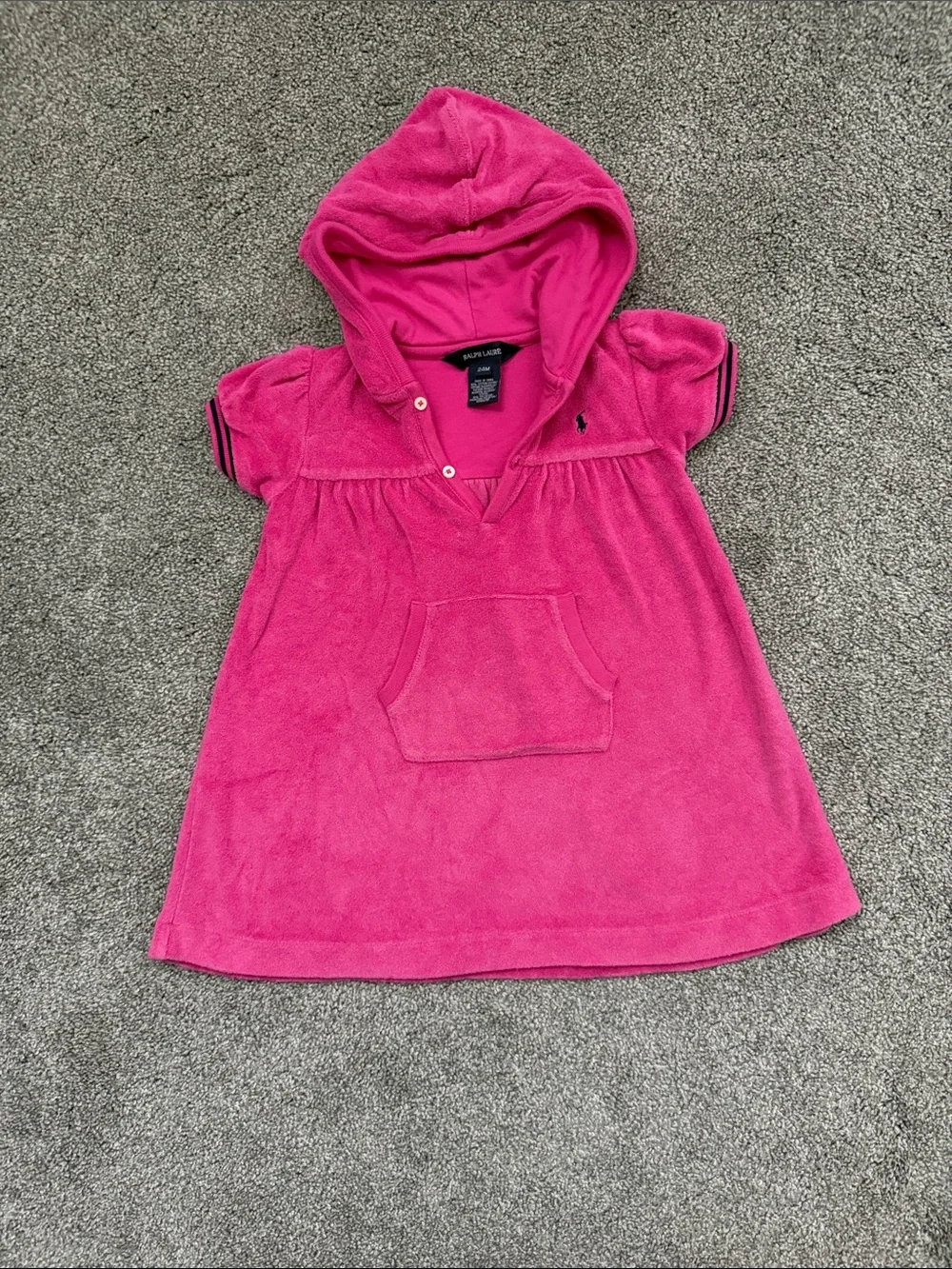 Ralph Lauren Girls' Hooded Terry Tunic - Bright Pink